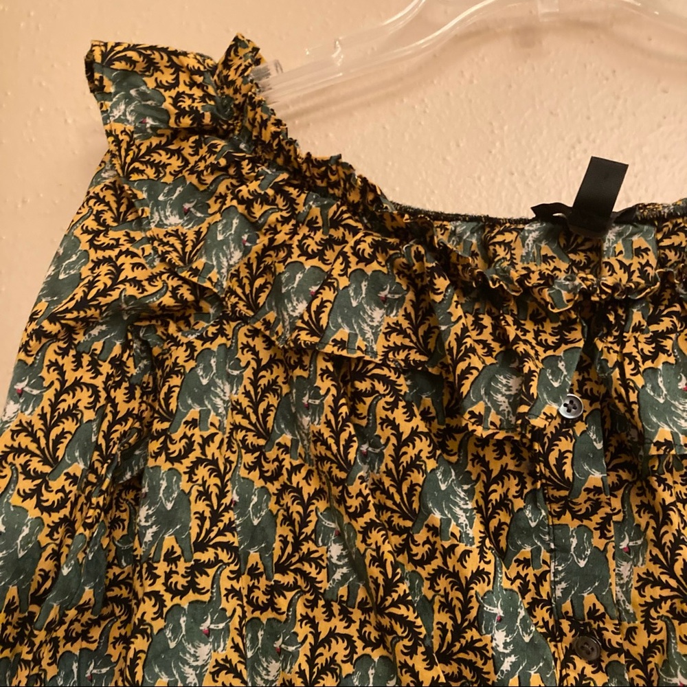 J. Crew Ratti Elephant Print Ruffle Top - Picture 5 of 10